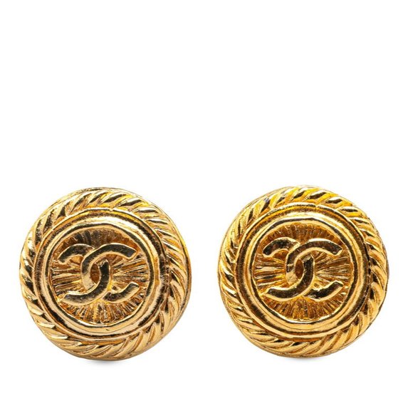 CHANEL Gold Logo Earrings - Picture 1 of 4